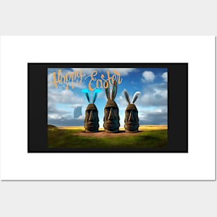 Happy Easter Moai Posters and Art